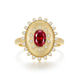 Bague en argent sterling avec pierre de naissance de juillet, taille ovale vintage "Retro Romance" FANCIME