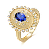 FANCIME "Retro Romance" Bague en argent sterling Taille Ovale Vintage Pierre de naissance de septembre