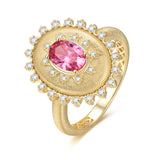 FANCIME "Retro Romance" Bague en argent sterling Taille Ovale Vintage Pierre de naissance d'octobre