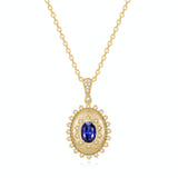FANCIME "Retro Romance" Collier en argent sterling Taille Ovale Vintage Pierre de naissance de septembre