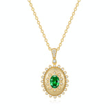 Collier en argent sterling avec pierre de naissance de mai, taille ovale vintage "Retro Romance" FANCIME