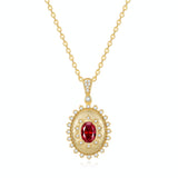 FANCIME "Retro Romance" Collier en argent sterling Taille Ovale Vintage Pierre de naissance de juillet