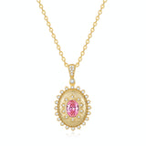 FANCIME "Retro Romance" Collier en argent sterling Taille Ovale Vintage Pierre de naissance d'octobre