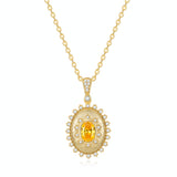 Collier en argent sterling avec pierre de naissance de novembre, taille ovale vintage "Retro Romance" FANCIME