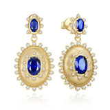 FANCIME "Retro Romance" Boucles d'oreilles en argent sterling Taille Ovale Vintage Pierre de naissance de septembre