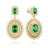 Boucles d'oreilles en argent sterling avec pierre de naissance de mai, taille ovale vintage "Retro Romance" FANCIME