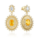 Boucles d'oreilles en argent sterling avec pierre de naissance de novembre, taille ovale vintage "Retro Romance" FANCIME