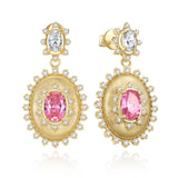 FANCIME "Retro Romance" Boucles d'oreilles en argent sterling Taille Ovale Vintage Pierre de naissance d'octobre
