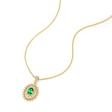 Collier en argent sterling avec pierre de naissance de mai, taille ovale vintage "Retro Romance" FANCIME