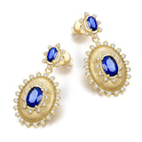 FANCIME "Retro Romance" Boucles d'oreilles en argent sterling Taille Ovale Vintage Pierre de naissance de septembre