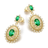 Boucles d'oreilles en argent sterling avec pierre de naissance de mai, taille ovale vintage "Retro Romance" FANCIME