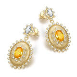 Boucles d'oreilles en argent sterling avec pierre de naissance de novembre, taille ovale vintage "Retro Romance" FANCIME