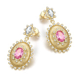 FANCIME "Retro Romance" Boucles d'oreilles en argent sterling Taille Ovale Vintage Pierre de naissance d'octobre