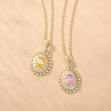 FANCIME "Retro Romance" Collier en argent sterling Taille Ovale Vintage Pierre de naissance d'octobre