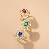FANCIME "Retro Romance" Bague en argent sterling Taille Ovale Vintage Pierre de naissance de septembre