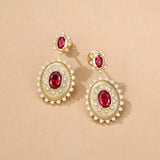 FANCIME "Retro Romance" Boucles d'oreilles en argent sterling Taille Ovale Vintage Pierre de naissance de juillet