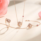 "Ma Rose" Bracelet en Rubis en Forme de Fleur en Or Rose 14K