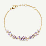 “Wisteria Whisper” Flower Bar Pink Tourmaline Silver Bracelet