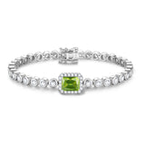 FANCIME "Axis" Péridot Taille Radiante Pierre de naissance d'août Bracelet de tennis en argent sterling