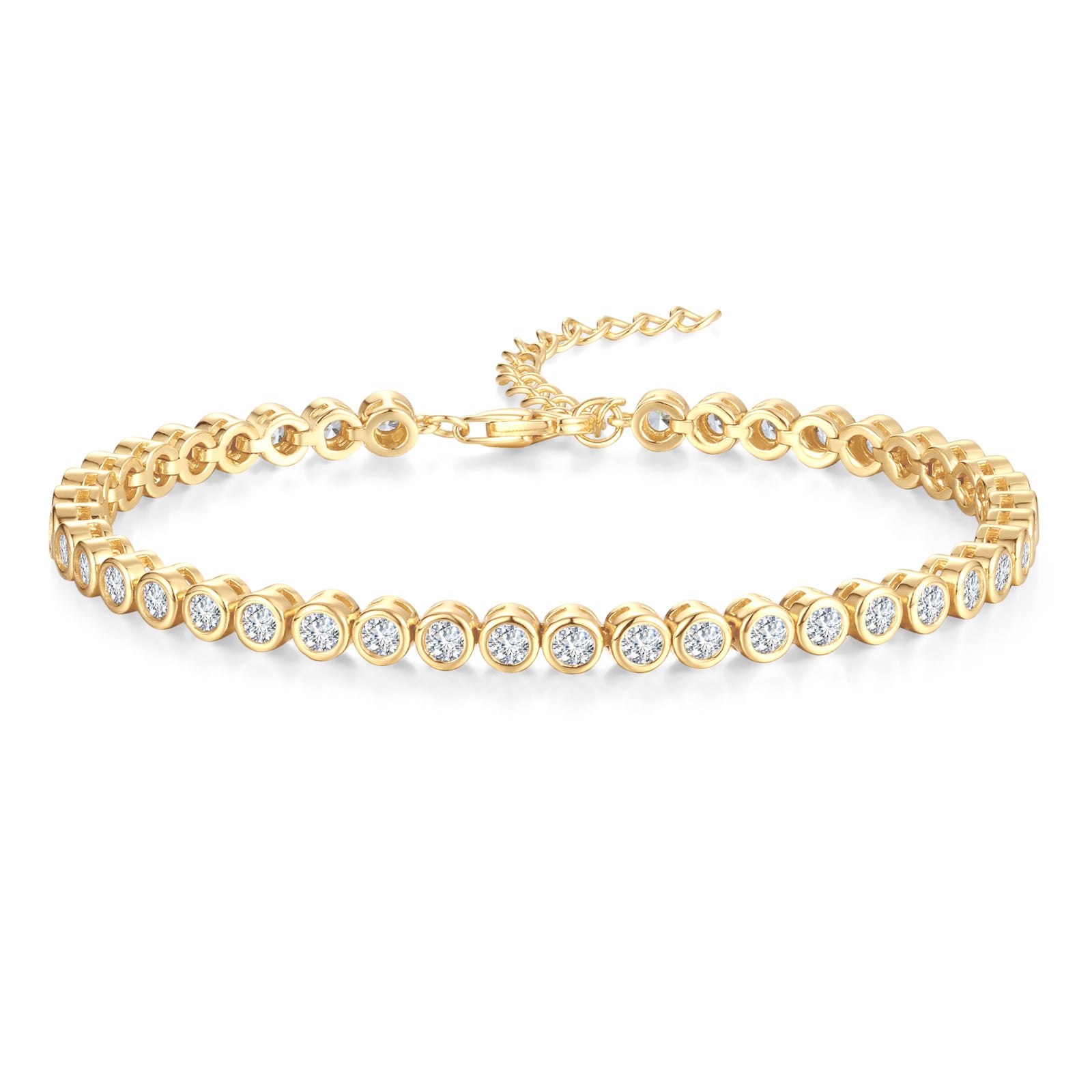 FANCIME "Orbite" Bracelet en argent sterling classique avec tennis à réglage de chaîne