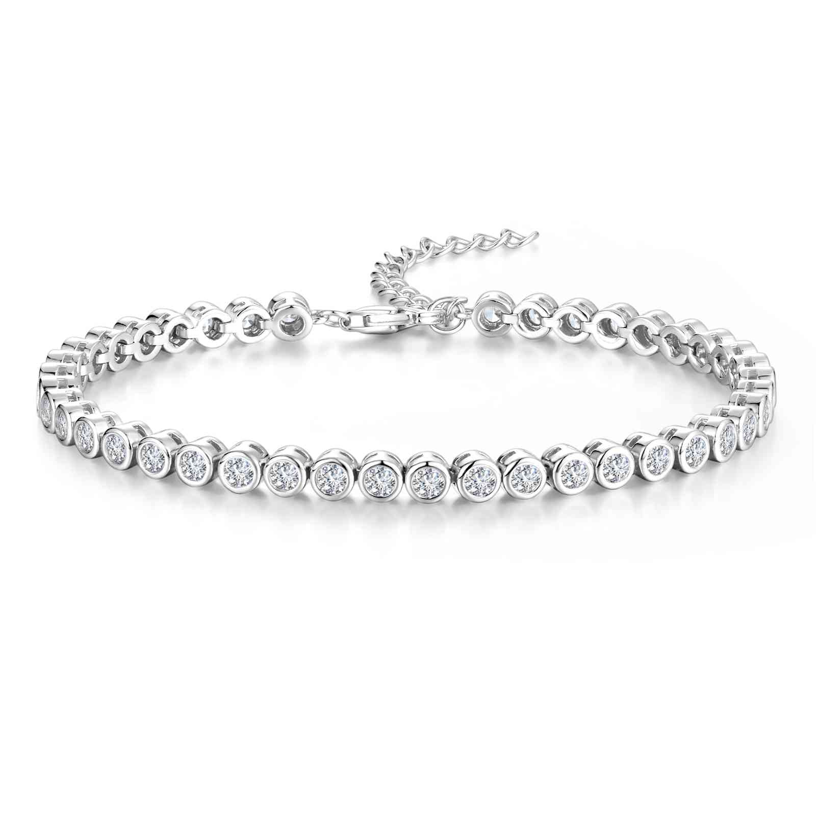FANCIME "Orbite" Bracelet en argent sterling classique avec tennis à réglage de chaîne