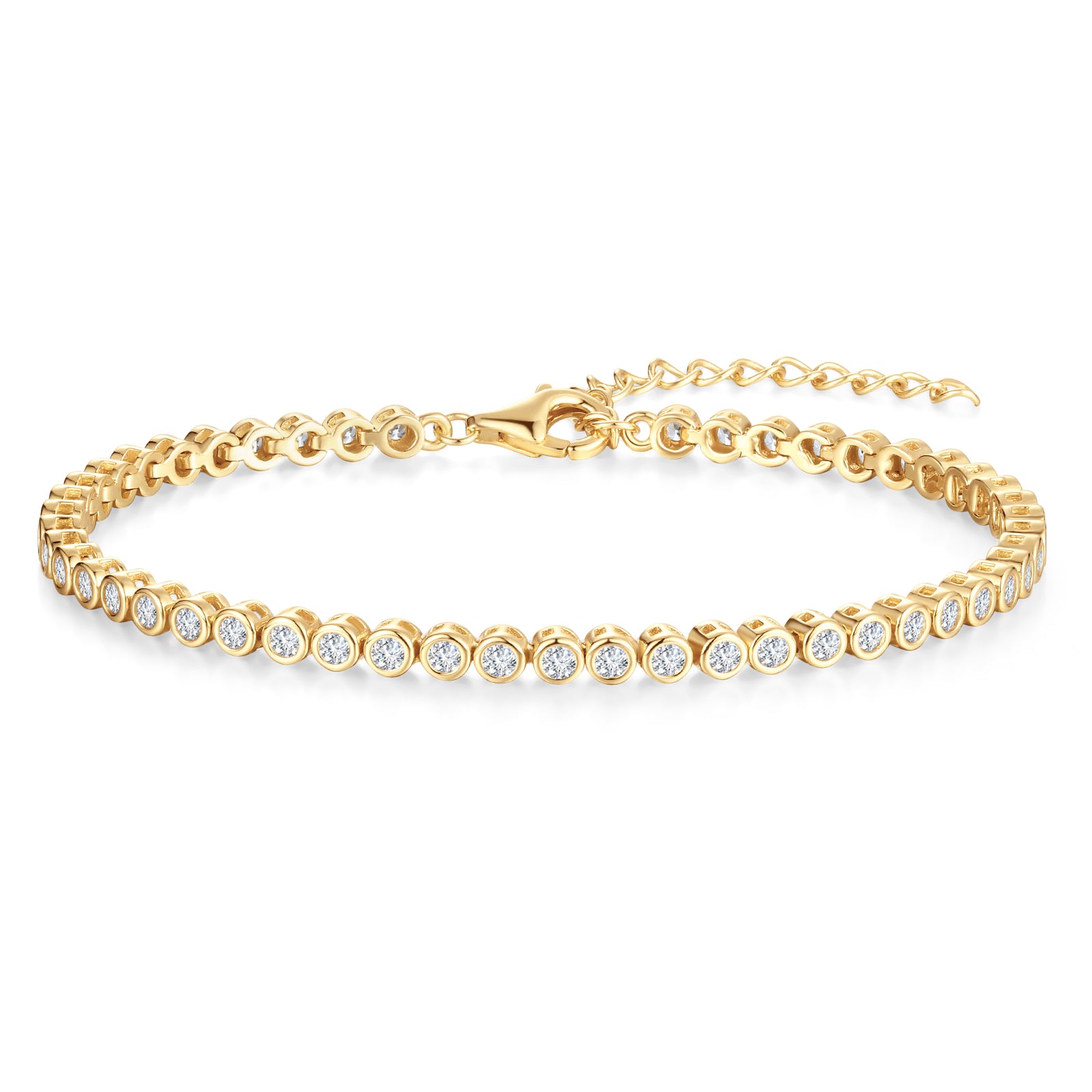 FANCIME "Orbite" Bracelet en argent sterling classique avec tennis à réglage de chaîne