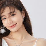 Boucles d'oreilles pendantes en argent sterling avec cœur rose "Sugar Talk" FANCIME