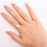 Bague en argent sterling Moissanite en taille ronde FANCIME