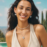 Trinity Signature Silver Earrings in Mother of Pearl