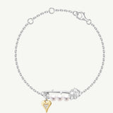 Rose Pin Pearl Silver Bracelet