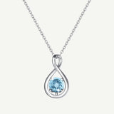 "Étreinte Infinie" Pendentif en Argent Sterling avec Symbole Infini et Pierre de Naissance de Mars Aigue-marine - Argent