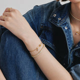 Rose Pin Silver Bracelet with Heart CZ Stone