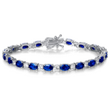"Glamour Radiance" Bracelet en argent sterling avec saphir bleu taillé fantaisie, pierre de naissance de septembre