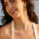 Collier en Chaîne en Argent avec Fleurs de Perles