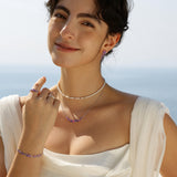Collier en argent "Chuchotement de glycine" avec barre fleur améthyste