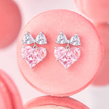 Boucles d'oreilles en argent sterling en forme de cœur rose "Bow For Princess" FANCIME