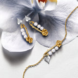Rose Pin Pearl Silver Earrings