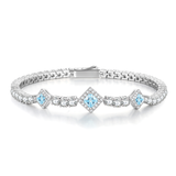 Bracelets de tennis en argent sterling aquamarine "Square Sparkle" pierre de naissance de mars FANCIME