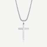 Collier en argent sterling poli croix simple pour homme FANCIME