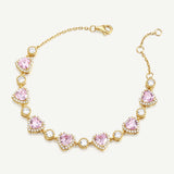 FANCIME "Mademoiselle Charmante" Bracelet en argent sterling tennis cœur halo