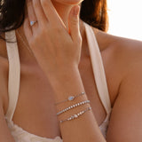 Bracelet en Argent avec Pierre de Naissance Ocean Eye en Aigue-Marine