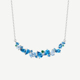 Collier en argent "Chuchotement de glycine" avec barre fleur aquamarine topaze