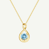 Pendentif en argent sterling "Étreinte Infinie" avec symbole infini et aigue-marine de la pierre de naissance de mars - Or