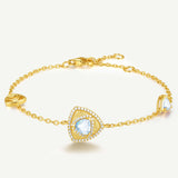 Trinity Textured Silver Bracelet in Created Aquamarine