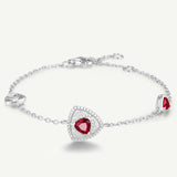 Trinity Textured Silver Bracelet in Created Ruby