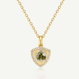 Trinity Textured Silver Necklace in Created Peridot