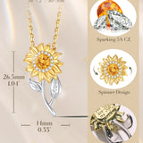 FANCIME "My Sunshine" Tournesol Citrine Pierre de naissance Rotatif Collier en argent sterling