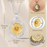 FANCIME "My Sunshine" Tournesol Découpé Citrine Pierre de naissance Rotatif Collier en argent sterling