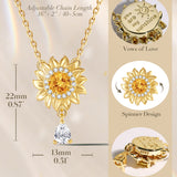 FANCIME "My Sunshine" Tournesol Pendentif Citrine Pierre de naissance Rotatif Collier en argent sterling