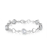 FANCIME Bracelet en Argent Sterling Tennis Pierre de Naissance d'Avril en Zircon Cubique Cœur Halo